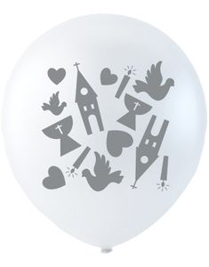 6 stk Vita Ballonger Konfirmation 26 cm