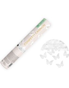 Konfettikanon med Hvite Sommerfugler 20cm