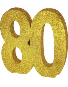 Guldfärgad Glittrande 80 År Bordsdekoration 20 cm