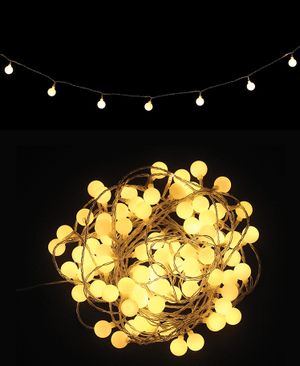 Ljusslinga med 80 Varmvita LED-Ljus och Kupoler - Inom- och Utomhusbruk 11 meter