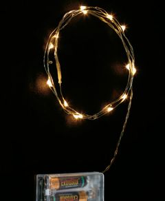 Batteridriven Ljusslinga med 20 Varmvita LED Lysdioder - Inombruk 2 meter