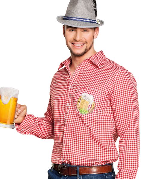 Röd och Vit Rutig Oktoberfest Maskeradskjorta