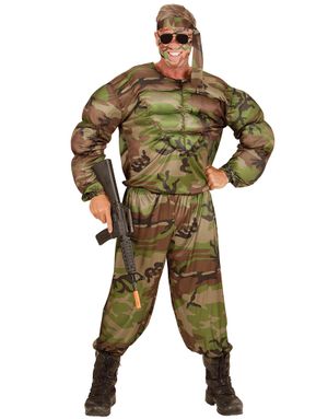 Muskulös Soldat Maskeraddräkt (Herr)