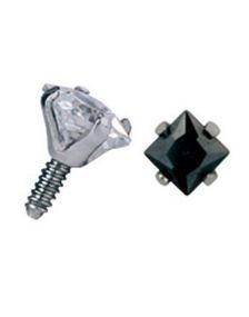 Dermal Anchor Kula med Fyrkantig Svart Sten - Strl 3 mm kula med 1,2 mm gängor
