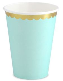 6 stk. Mintfarget Pappkrus med Gullkant 220 ml