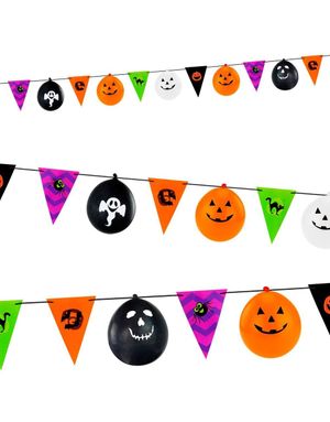 Vimpel og Ballonggirlander med Halloweentema 3,6 meter