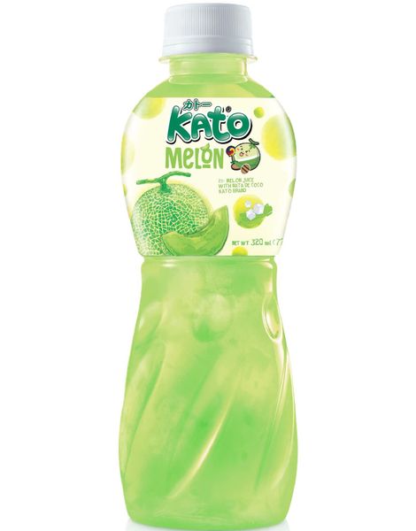 Kato Fruit Juice Nata De Coco Melon - Juice med Melonsmak og Kokosgelebiter 320 ml (Thailand)