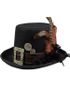 Stilig Svart Steampunk Cylinderhatt med Dekor