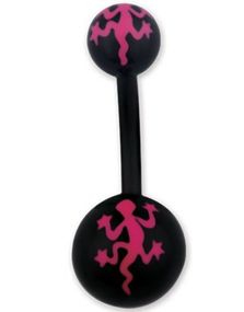 Salamander Svart och Rosa Navelpiercing