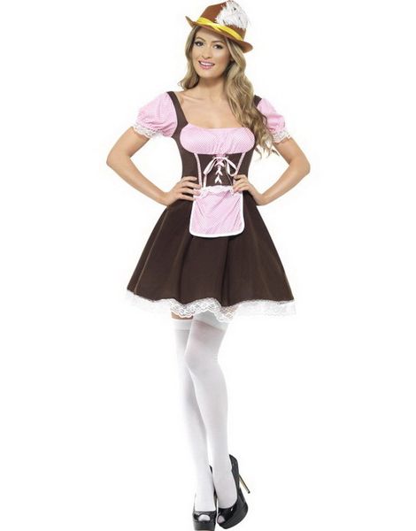 Tjänsteflicka med Kort Klänning - Oktoberfest Kostym