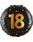 Jubileumsfolieballong - Rund Svart Och Guldfärgad Folieballong 46 cm