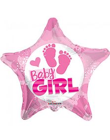 Baby Girl - Stjärnformad Folieballong 46 cm