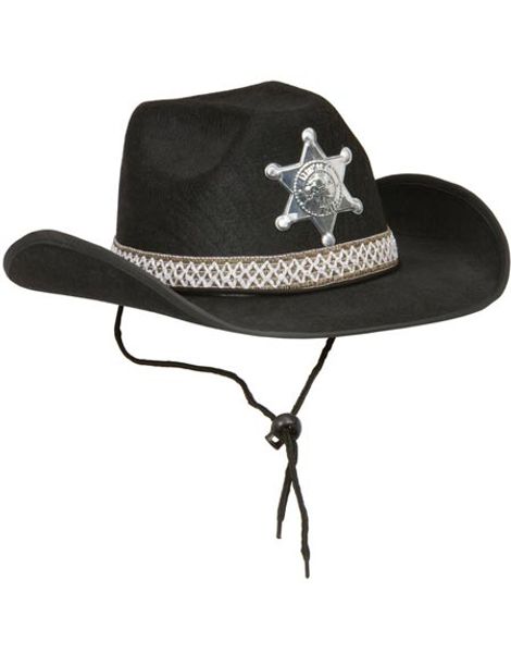 Svart Cowboyhatt med Sheriffstjärna