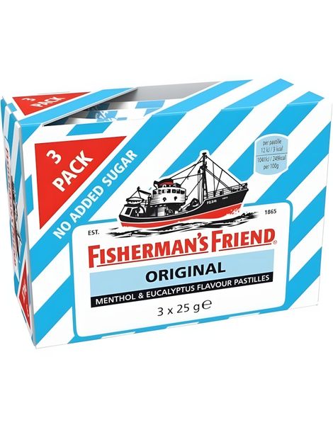 3-pack Fisherman's Friend Original Blue med Smak av Menthol og Eucalyptus 75 gram
