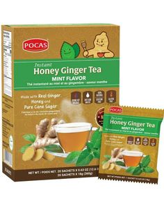 20-Pack Pocas Instant Honey Ginger Tea Mint Flavour - Ingefærte med Honning- og Mintsmak 360 gram (USA)