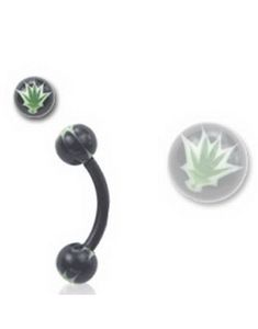 Weed - 1.2 x 8 mm Svart Ögonbrynspiercing