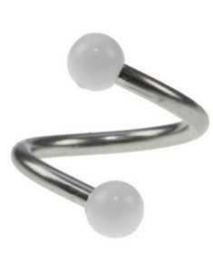 Curve Ögonbrynspiercing med Vita Kulor - 1.2 x 8 mm