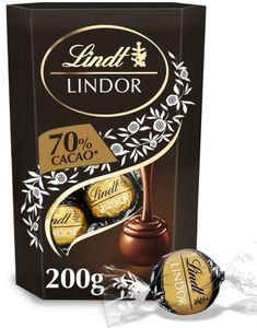 Lindt Lindor Extra Dark - Melkesjokolade og Hasselnøtt Trøfler med Fyll 200 gram