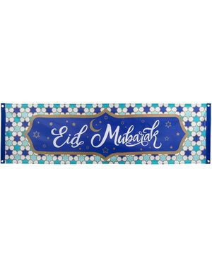 Eid Mubarak Banner med Mosaikkstjernebakgrunn - 50x180 cm