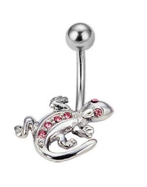 Navelpiercing med Salamander med Rosa Stenar