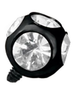 Svart Dermal Anchor Kula med Klara Stenar - Strl 3 mm kula med 1,2 mm gängor