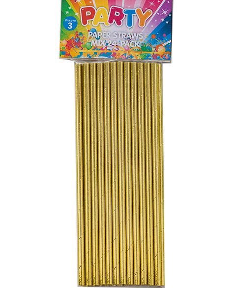24 stk Guldfärgade Folierade Papperssugrör