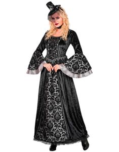 Dark Countess - Svart Viktoriansk Kostymekjole til Dame