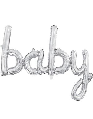 Baby I Ett Ord - Silverfärgad Folieballong 119 cm