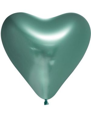 6 stk 30 cm - Glossy Grønne Hjerteballonger