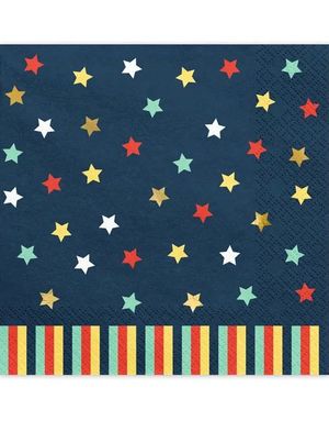 12 stk Navy Blå Stjerner Papirservietter 33x33 cm - Propell Party