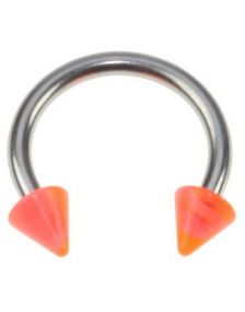 Rund Ögonbrynspiercing med Rosa och Orange Spike Kulor - 1.2 x 8 mm