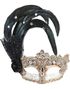 Viktoriansk Ögonmask med Blommor och Fjädrar