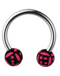 Ögonbrynspiercing Round with Dice - Svart/Rosa - 1.2 x 10 mm