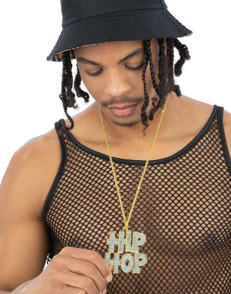 90s Hip Hop Bling Smykke med Gullfarget Kjede