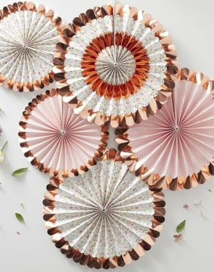 5 stk Rose Gullfarget Papirvifter med Blomstermotiv