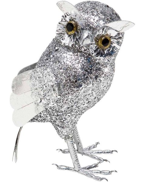 Silverglittrande Uggla 18 cm - Dekoration