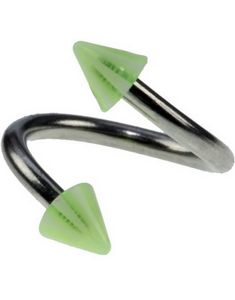 Curve Ögonbrynspiercing med Gröna och Vita Spikes - 1.2 x 8 mm