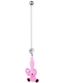 Navelpiercing För Gravida med Rosa Kanin & Sten