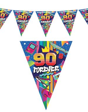 Banner med Vimpler 300 cm - 90's Forever