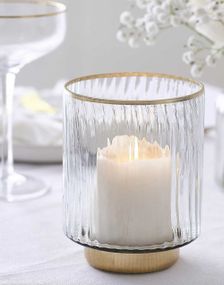 Rillet Lysholder i Glass 10x13 cm - Modern Luxe