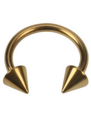 Rund Guldfärgad Ögonbrynspiercing med Spike Kulor - 1.6 x 12 mm