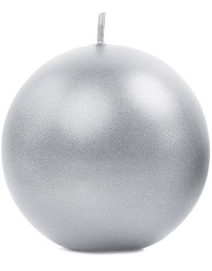 Metalliskt Silverfärgat Kulformat Stearinljus 8 cm