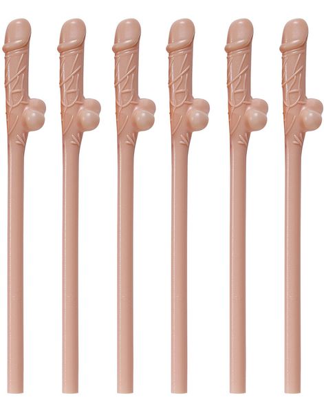 6 stk Återanvändbara Penis Sugrör i Plast