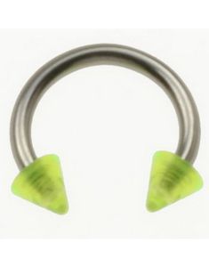 Rund Ögonbrynspiercing med Gröna Spike Kulor - 1.2 x 8 mm