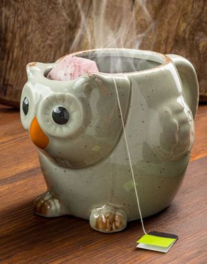 Håndmalt Ugleformet Krus med Teposeholder 0,5 L