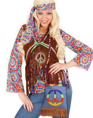 Hippieväska med Fransar, Peace-tecken och Axelrem