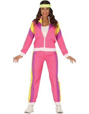 Rosa 80-tals Grilldress Dräkt för Dam