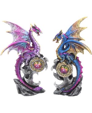 2 stk Blå och Lila Drakefigurer 15 cm