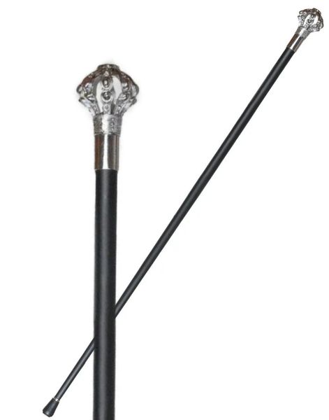 Svart käpp i metall med krona - 93 cm - hög kvalitet
