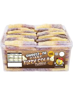 70 stk Sweetzone Giant Fizzy Cola Bottles - Burk med Stora Sura Colaflaskor